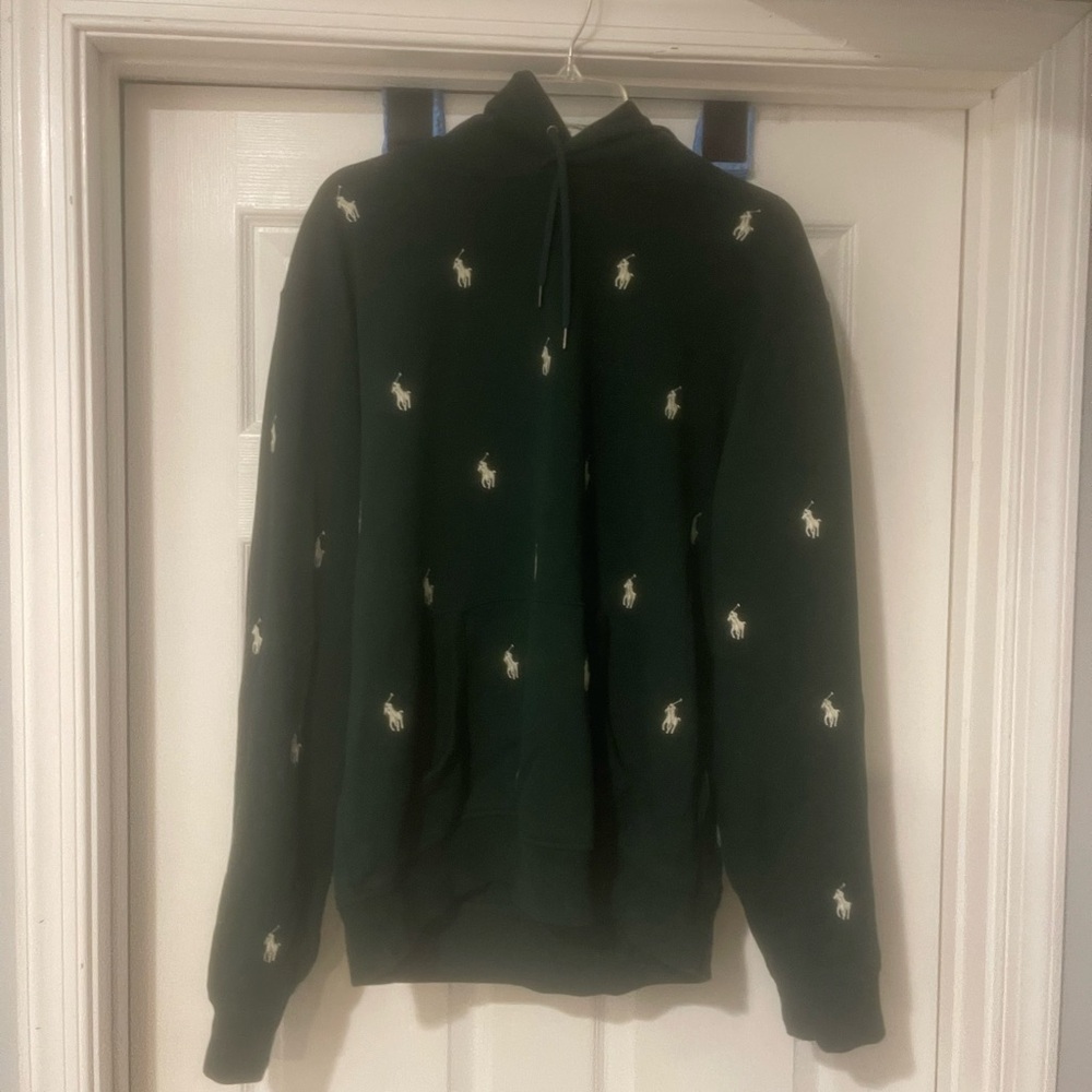 Polo by Ralph Lauren Dark Green Crewneck Hoodie with White Polo Logos